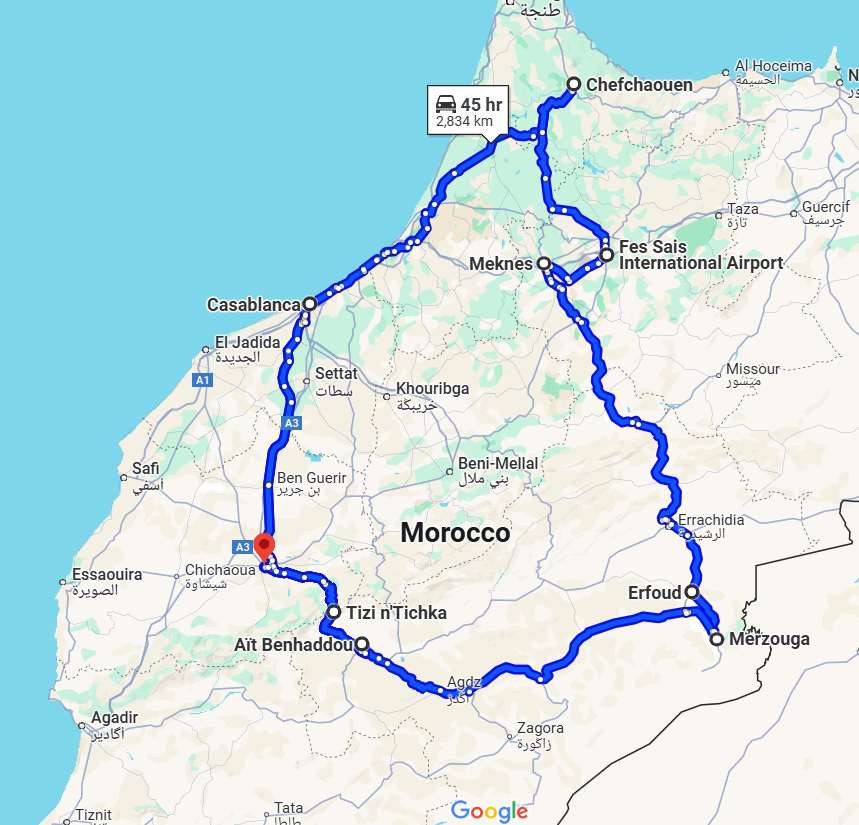 Tour route map